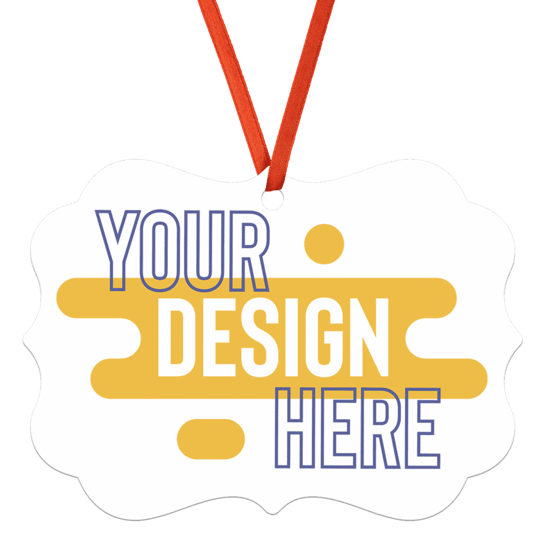 Christmas Ornaments – Medallion Christmas Ornament with red ribbon and Your Design Here sample print