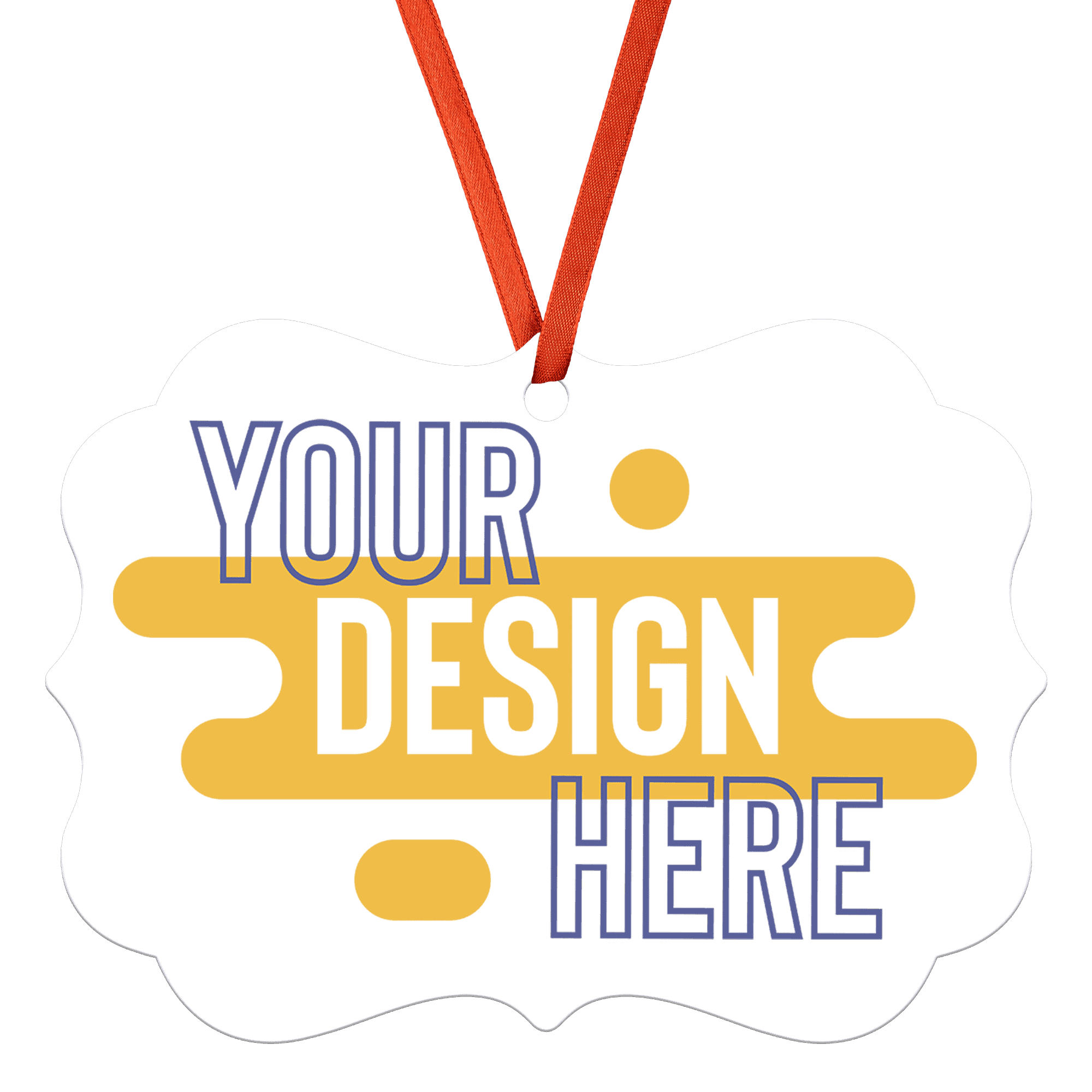 Christmas Ornaments – Medallion Christmas Ornament with red ribbon and Your Design Here sample print